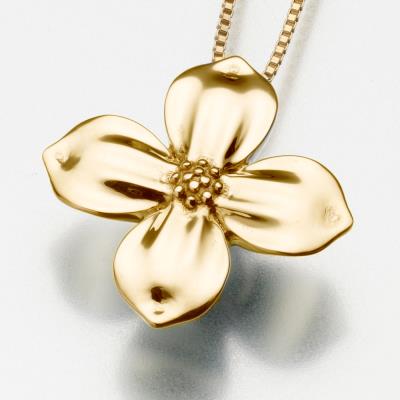 14K gold dogwood blossom cremation pendant necklace